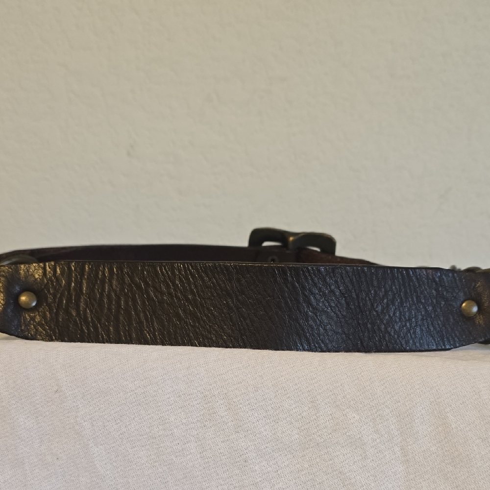 Express Dark Brown Leather Belt. Size Small - Picture 6 of 12